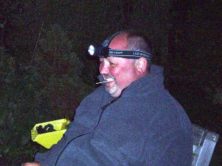 Mark Steele relaxing in his garden in the middle of the night - July 2006